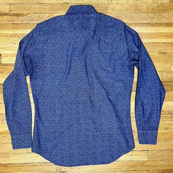 Ledbury Blue Geometic Pattern Long Sleeve Button Down Size Medium Slim Fit - Picture 2 of 8